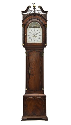Lot 418 - George III mahogany cased 8-day painted dial longcase clock with automaton