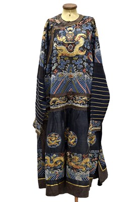 Lot 256 - Chinese embroidered black gauze chao pao or formal Court robe