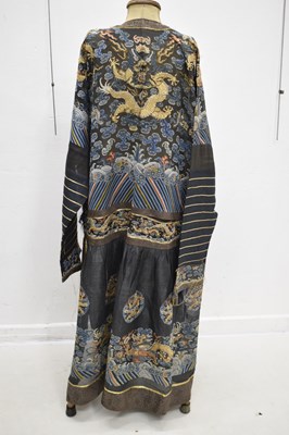 Lot 256 - Chinese embroidered black gauze chao pao or formal Court robe
