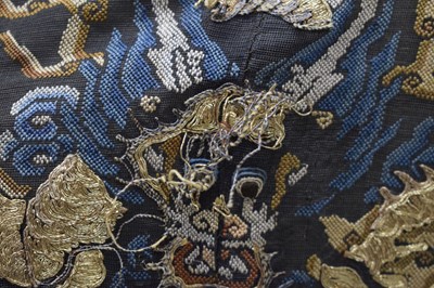 Lot 256 - Chinese embroidered black gauze chao pao or formal Court robe