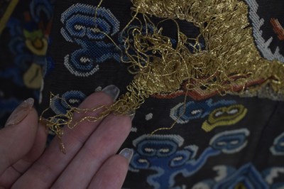 Lot 256 - Chinese embroidered black gauze chao pao or formal Court robe