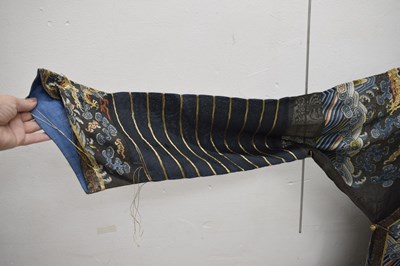 Lot 256 - Chinese embroidered black gauze chao pao or formal Court robe