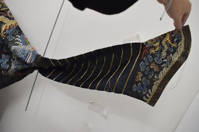 Lot 256 - Chinese embroidered black gauze chao pao or formal Court robe