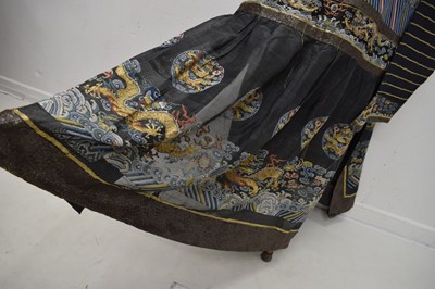 Lot 256 - Chinese embroidered black gauze chao pao or formal Court robe