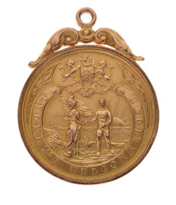 Lot 148 - 9ct gold WWI 'Lydney's Welcome Home' medallion