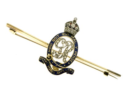 Lot 119 - Regimental enamelled bar brooch for the Royal Horse Artillery (a/f)