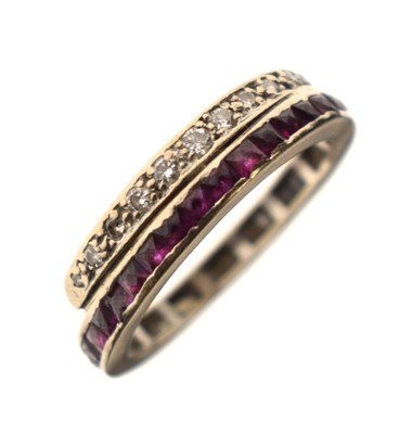 Lot 78 - Partial day and night white metal ring