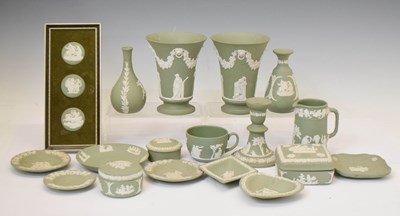 Lot 497 - Collection of 20th century Wedgwood green jasperware
