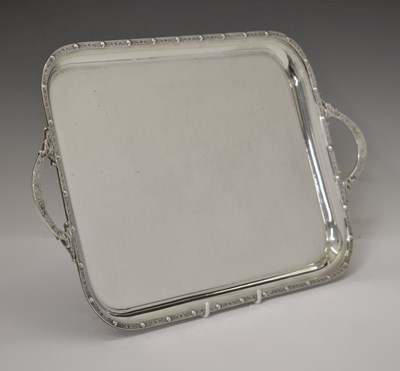 Lot 105 - George V silver twin handled tray