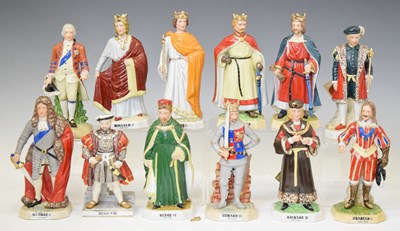 Lot 470 - Twelve Alfretto Porcelain ‘Kings & Queens of England’ figures