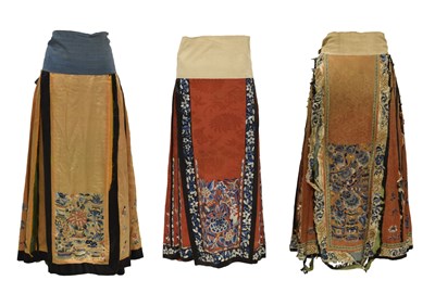 Lot 254 - Three assorted Chinese embroidered silk skirts