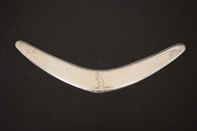 Lot 225 - 1930s Australian white metal novelty letter opener in the form of a boomerang