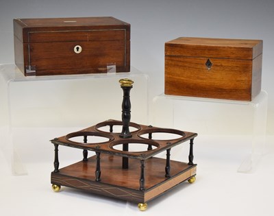 Lot 274 - Regency mahogany bottle coaster or decanter stand, rosewood tea caddy and jewellery box