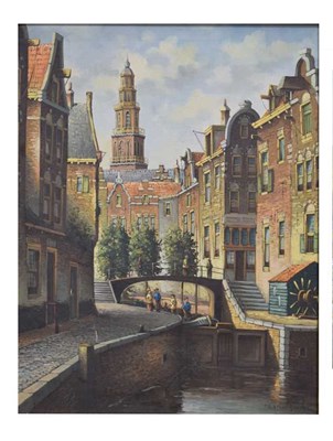 Lot 573 - Pieter Cornelia Steenhouwer (Dutch, 1896-1972) - Oil on canvas - Dutch canal scene