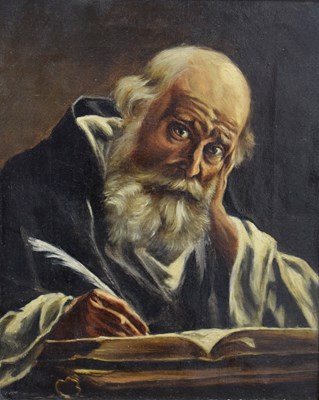 Lot 574 - 19th century oil on canvas - Study of a gentleman writing