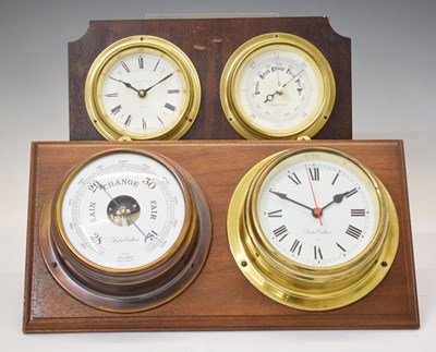 Lot 616 - Foster Callear wall-mounted brass ship's clock/barometer