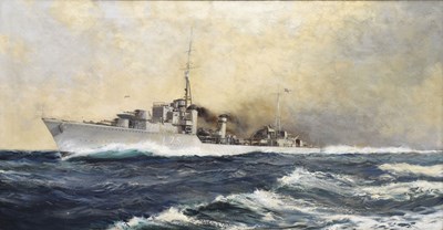 Lot 300 - Montague Dawson, FRSA, RSMA (1895-1973) - Oil on canvas - "H.M.S. Eskimo"