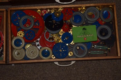 Lot 302 - Quantity of Meccano housed in a four-drawer wooden chest