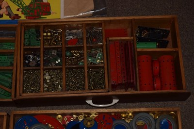 Lot 302 - Quantity of Meccano housed in a four-drawer wooden chest