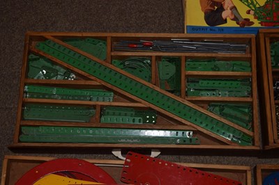Lot 302 - Quantity of Meccano housed in a four-drawer wooden chest