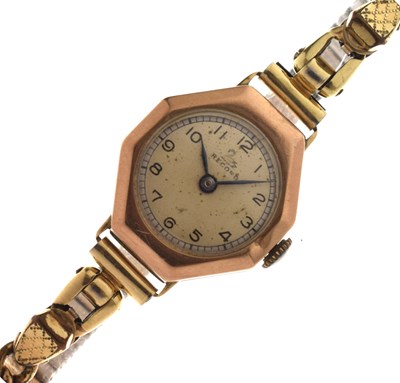 Lot 174 - Record - Lady's 1940's 9ct gold cased bracelet watch