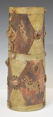 Lot 495 - Far Eastern copper and brass stick stand