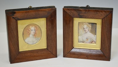 Lot 548 - Near pair of George IV miniatures on ivory