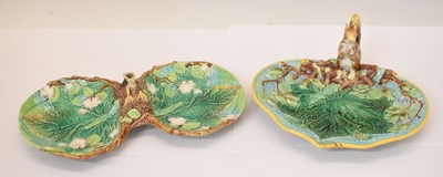Lot 417 - George Jones majolica nut dish and majolica entree dish (both a/f)