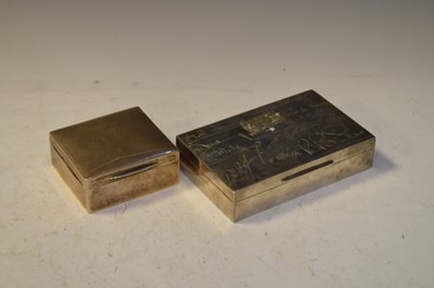Lot 163 - Two silver table boxes, largest 14.5cm wide.