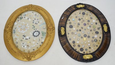 Lot 301 - Two oval frames of assorted vintage buttons