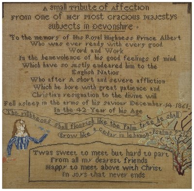 Lot 177 - Prince Albert Interest - Mourning sampler, 1861