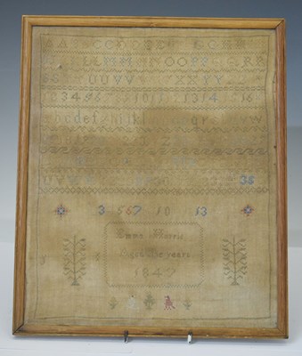 Lot 302 - Early Victorian needlework sampler 1847