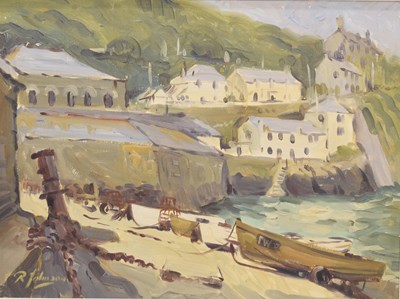 Lot 586 - Ronald Henry Johnson (British, 1930-2025) - Oil on board - 'Port Isaac'