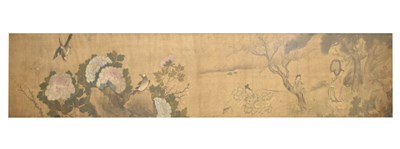 Lot 257 - Large Chinese Qing dynasty watercolour on silk
