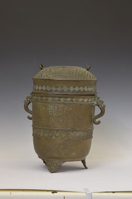 Lot 247 - Chinese alloy ritual vessel and cover, Xing, bearing Yongzheng mark
