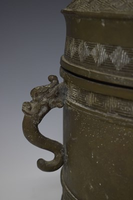 Lot 247 - Chinese alloy ritual vessel and cover, Xing, bearing Yongzheng mark