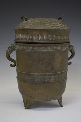 Lot 247 - Chinese alloy ritual vessel and cover, Xing, bearing Yongzheng mark