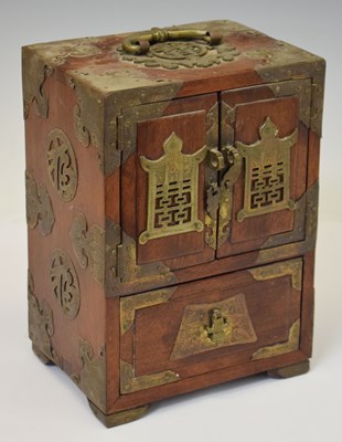 Lot 502 - 20th century Chinese brass mounted hardwood table cabinet