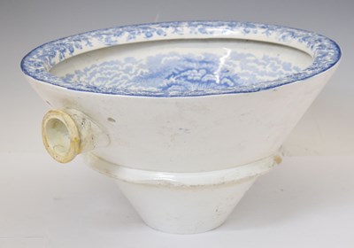 Lot 418 - Victorian blue and white earthenware toilet bowl