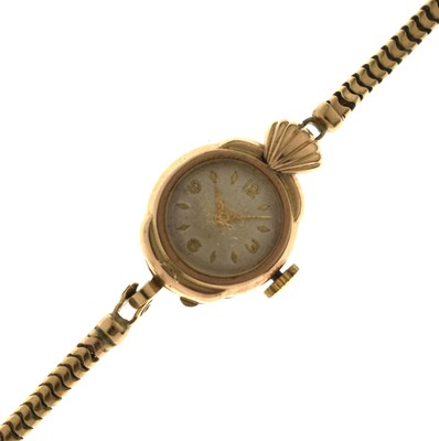 Lot 179 - Timor - Lady's 1950s 9ct gold bracelet watch