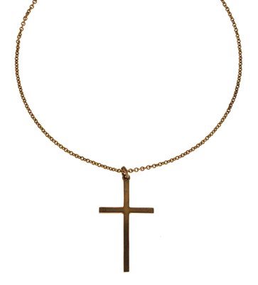 Lot 96 - Yellow metal cross pendant, stamped 9ct and a chain