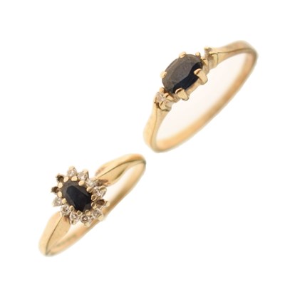 Lot 21 - Two sapphire and diamond dress rings