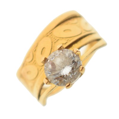 Lot 40 - Yellow metal combined engagement/wedding ring