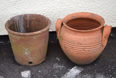 Lot 715 - Victorian terracotta garden pot, together with another