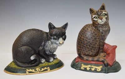Lot 290 - Two cast iron and painted cat doorstops