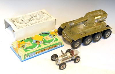 Lot 299 - Joustra clockwork tinplate tank, together with a Schuco Studio 1050 car etc