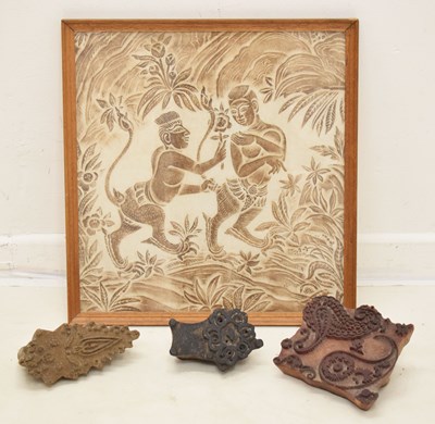 Lot 499 - South East Asian print and three printing blocks