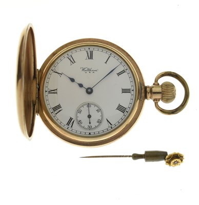 Lot 186 - Early 20th century Waltham gold-plated half hunter pocket watch