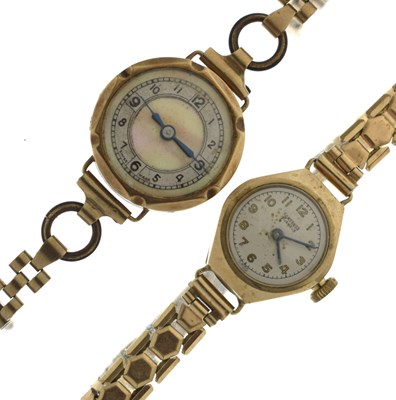 Lot 175 - Two lady's 9ct gold cased bracelet watches