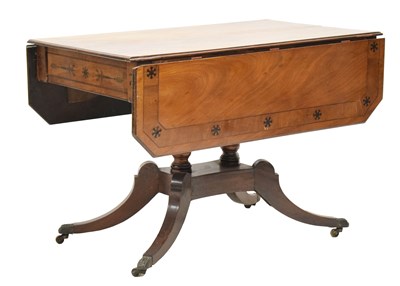 Lot 648 - Regency inlaid mahogany pedestal sofa table